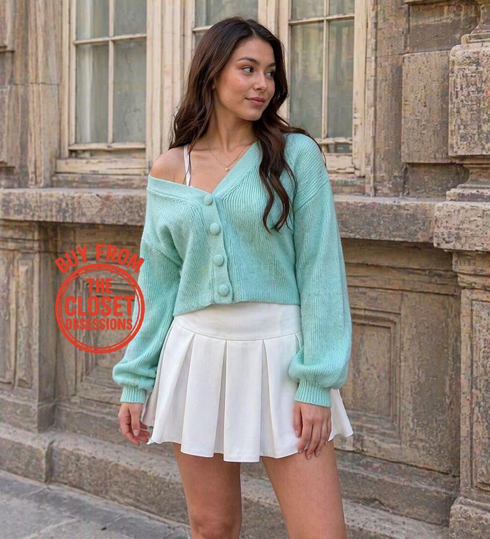 Zara NWT Mint Green Cropped Balloon Sleeve Cardigan S
